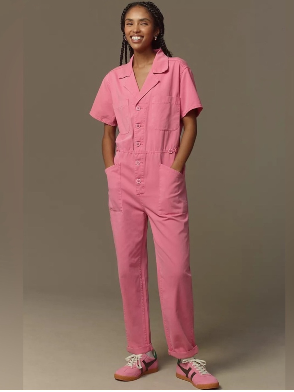 pistola Pink Short-Sleeve Utility Jumpsuit - Picture 9 of 10